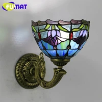 fumat tiffany wall light style dragonfly wall lamp tulip sconces stained glass lampshade wall light sconces for living room