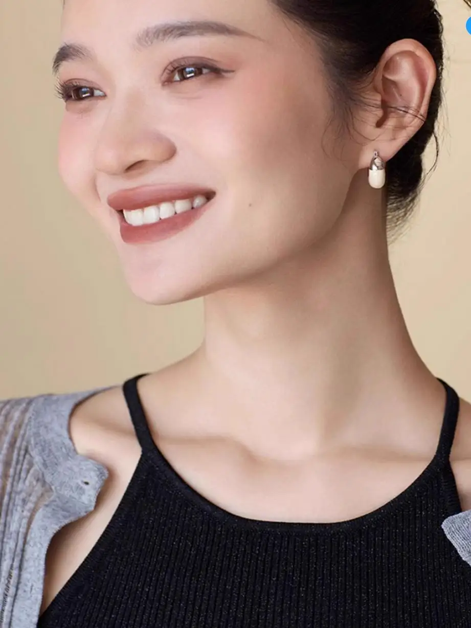 Серьги DD Blogger Same Sle французские серьги молочно-белая эмаль глазурь лоскутные