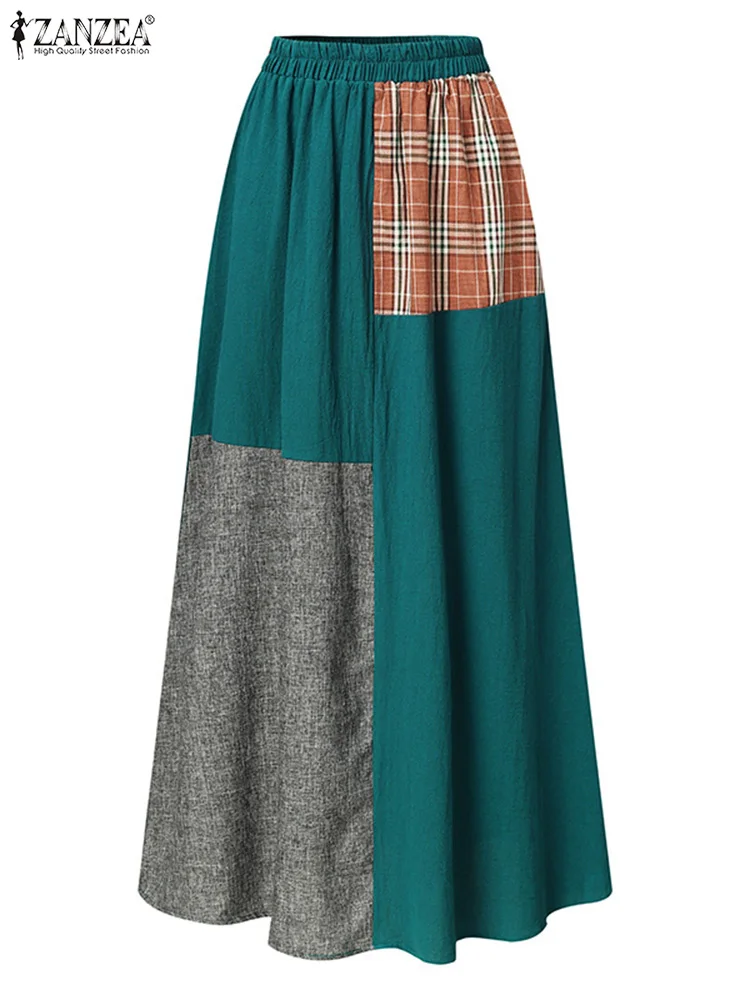 Женская летняя хлопковая юбка ZANZEA 2024 повседневный Асимметричный Ретро сарафан
