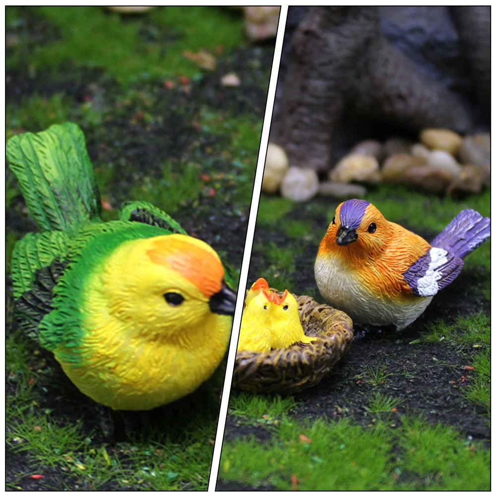 

House Artificial Bird Nest Miniature Birds The Bird's Decor Resin Easter Home