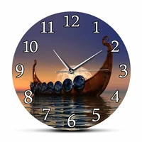 viking long ship boat silent wall clock drakkar drekar langskip scandinavian home decor reykjavik nordic ship sailboat watch