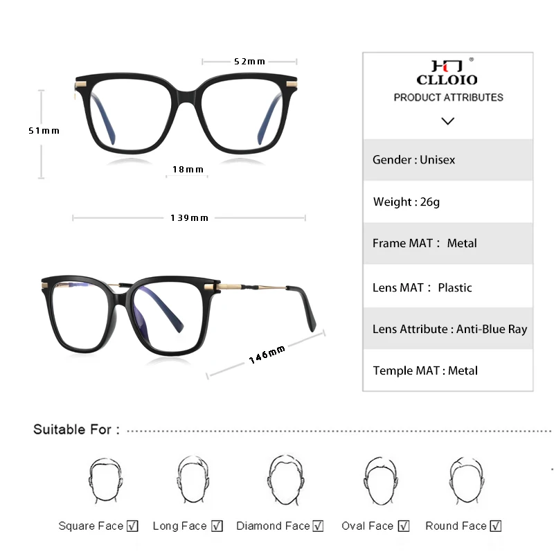 Новинка женские очки для чтения CLLOIO TR90 компьютера с защитой от синего света