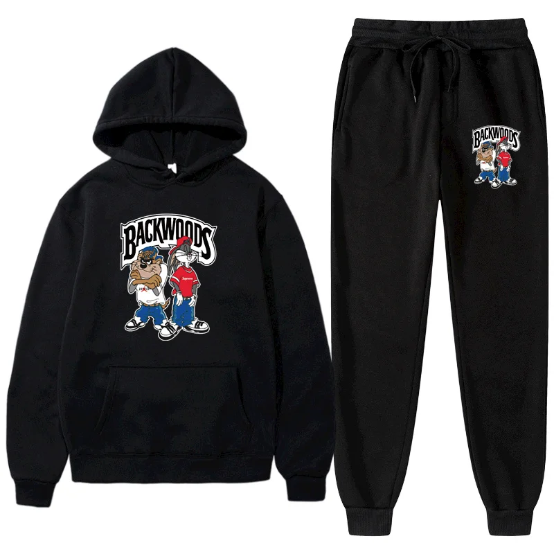

Men Hoodies Suit Brand Backwoods Print Tracksuit Sweatshirt Fleece Sweat Pants Jogging Sets Pullover Fashion Sportsuit Sudaderas