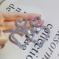 fyuan shining love heart geometric drop earrings for women girls bijoux oversized gold crystal dangle earrings party jewelry