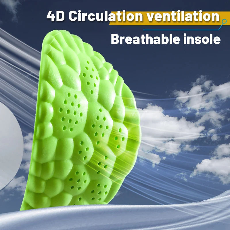 2023 Comfort Elastomeric Sport Breathable Insoles for Shoes Sole Rubber Cushion Running Shock-Absorbant Deodorization Soft Pad