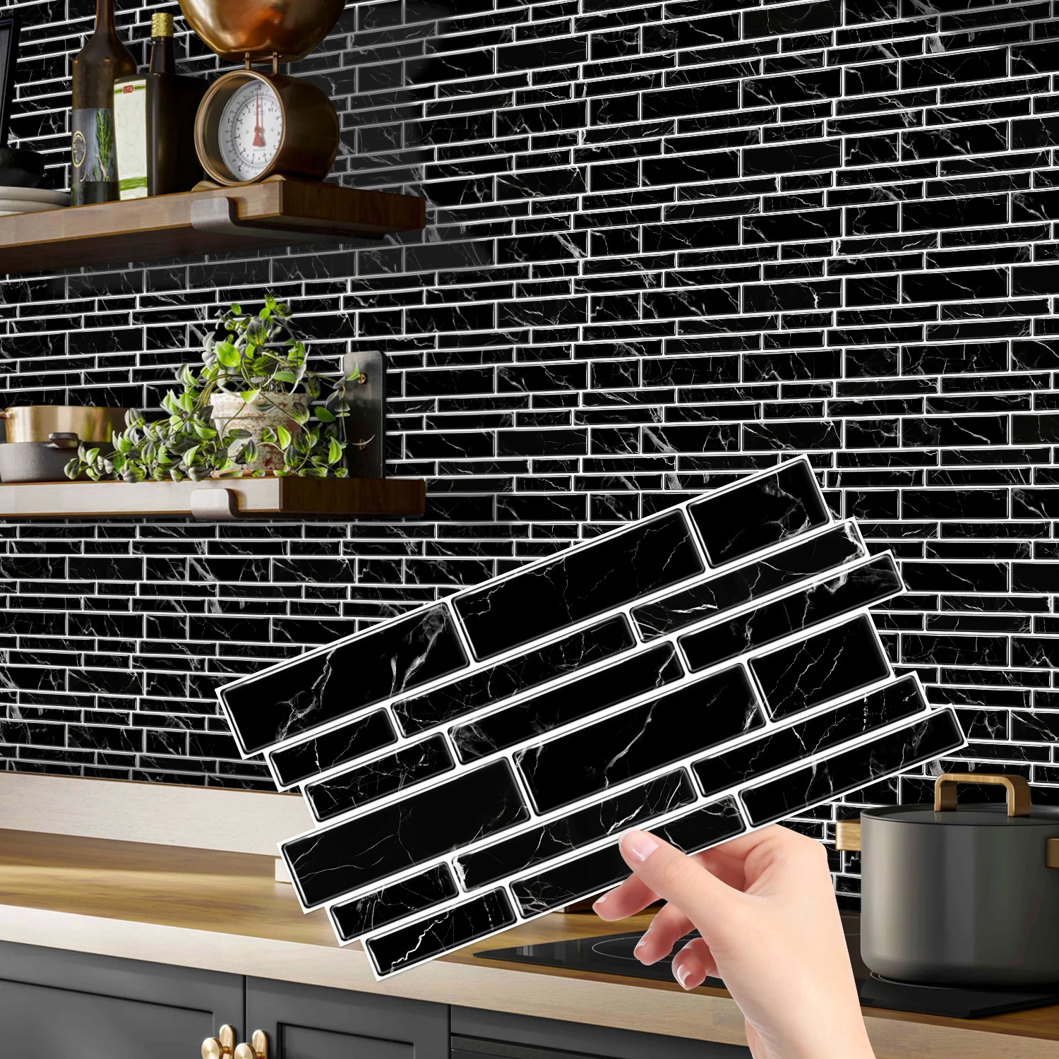 Фото 12, 24, 48 шт. самоклеящиеся наклейки для плитки, декоративные стикеры для кухни, ванной, спальни, украшения дома №1