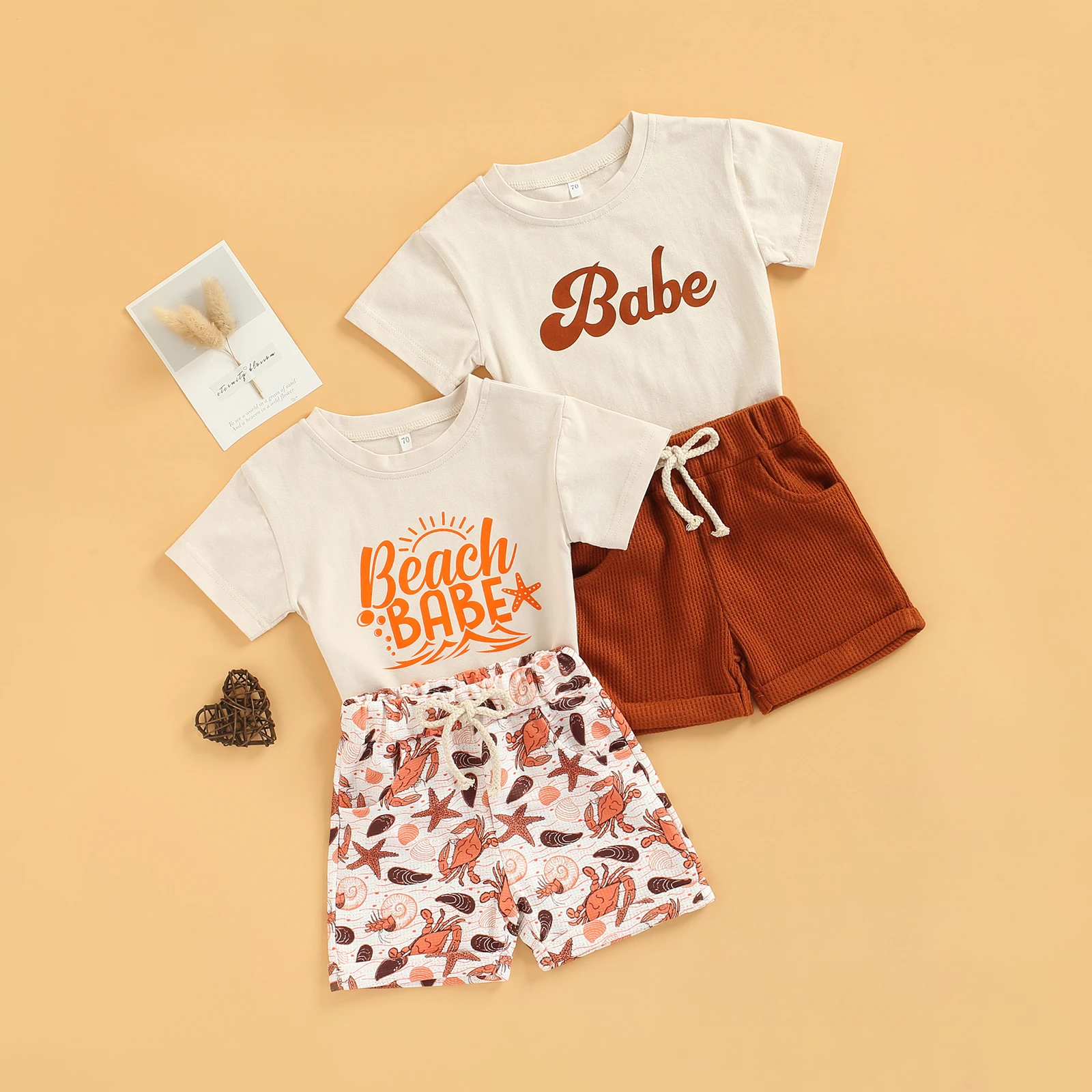 

Летняя одежда для маленьких мальчиков, летний комплект из двух предметов: верх с эластичным поясом и шорты, повседневная одежда для малышей ...