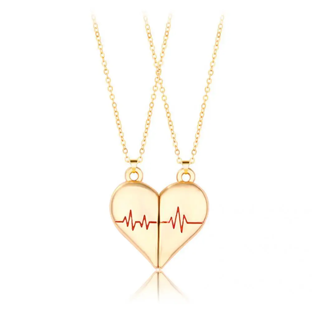 

Lightweight Alloy Electroplating Bright Heart Puzzle Necklace Daily Life