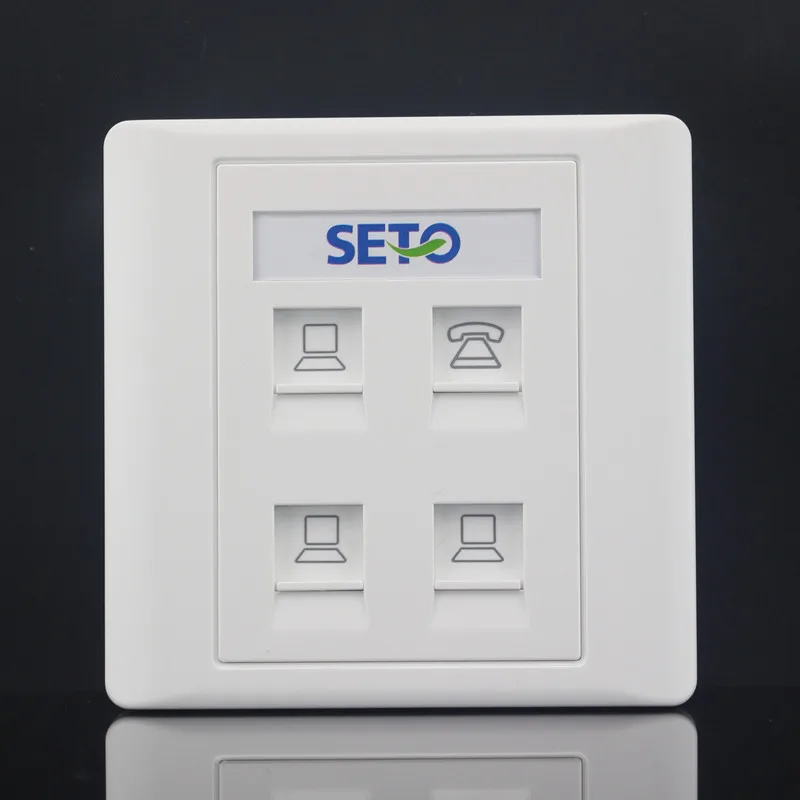 SeTo 86 Тип Три сети Lan Gigabit RJ45 Cat6 + один телефон RJ11 Cat3 настенная пластина розетка Keystone