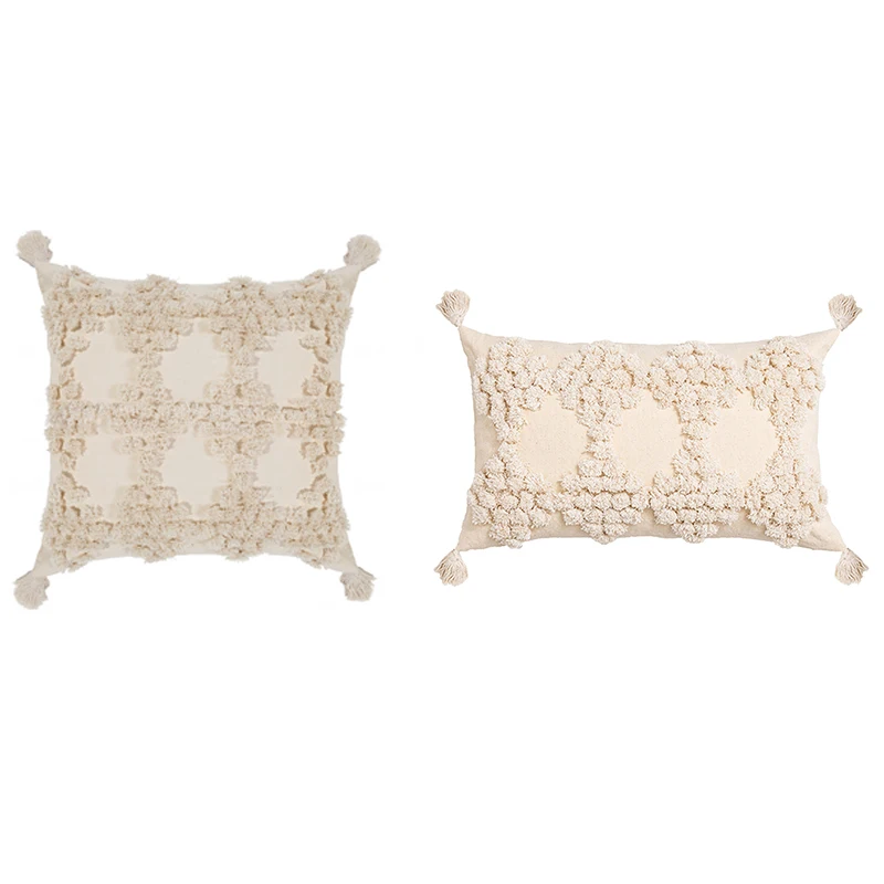 

Boho Moroccan Throw Pillow Covers With Tassel Tufted Sofa Bed Cushion Cases