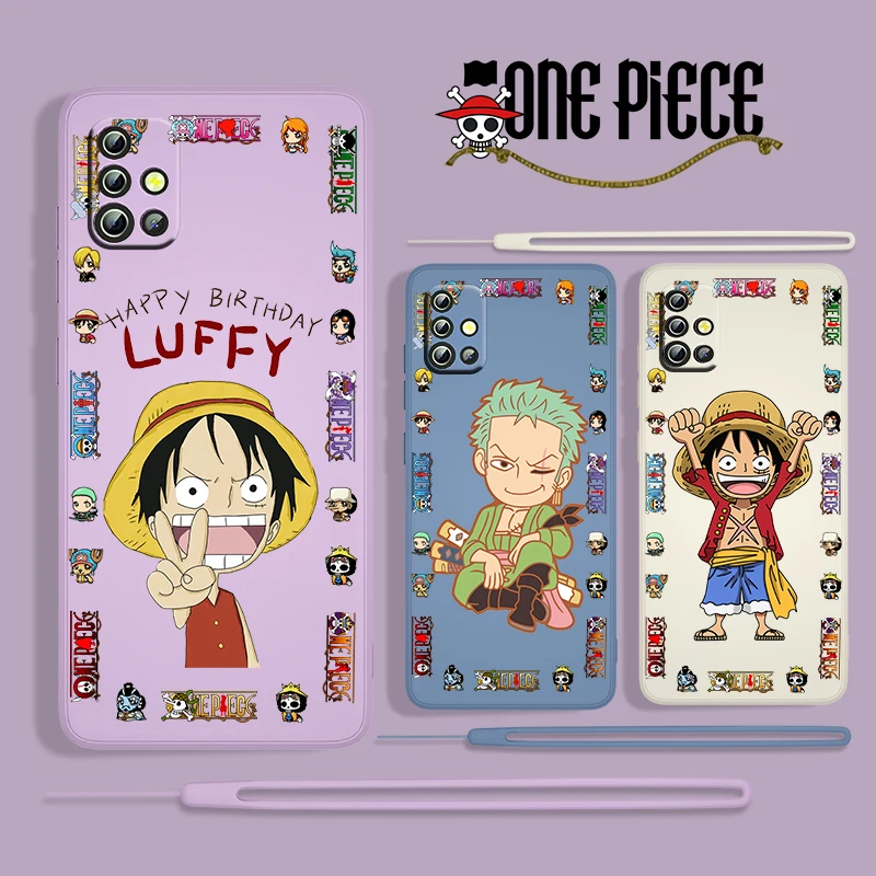 

ONE PIECE Boy Anime For Samsung Galaxy A73 A53 A33 A52 A32 A22 A71 A51 A21S A03S A50 5G Liquid Rope Phone Case Fundas Capa Cover