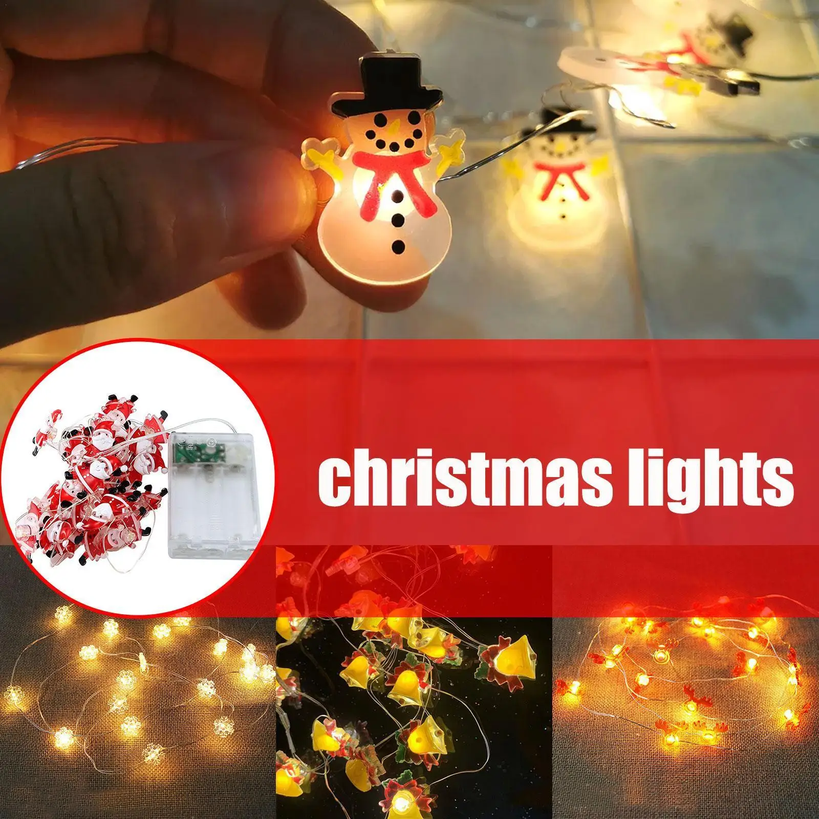 

2m Santa Claus Snowflake Led Light String Christmas Decoration For Home Xmas Tree Ornament 2023 Kids Gift New Year L7q2