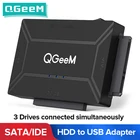 Адаптер QGeeM SATA-USB, кабель USB 3,0, 2,0 Sata 3 для жестких дисков 2,5, 3,5, HDD, SSD, USB конвертер, адаптер IDE SATA