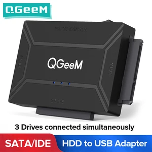 Адаптер QGeeM SATA-USB, кабель USB 3,0, 2,0 Sata 3 для жестких дисков 2,5, 3,5, HDD, SSD, USB конвертер, адаптер IDE SATA
