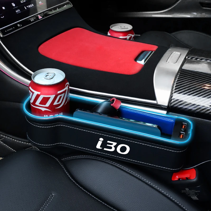 

Ящик для хранения автомобильного сиденья для Hyundai i30 i10 i20 i40 IONIQ с цветсветильник светодиодным окружающим светом держатель для телефона/карт...