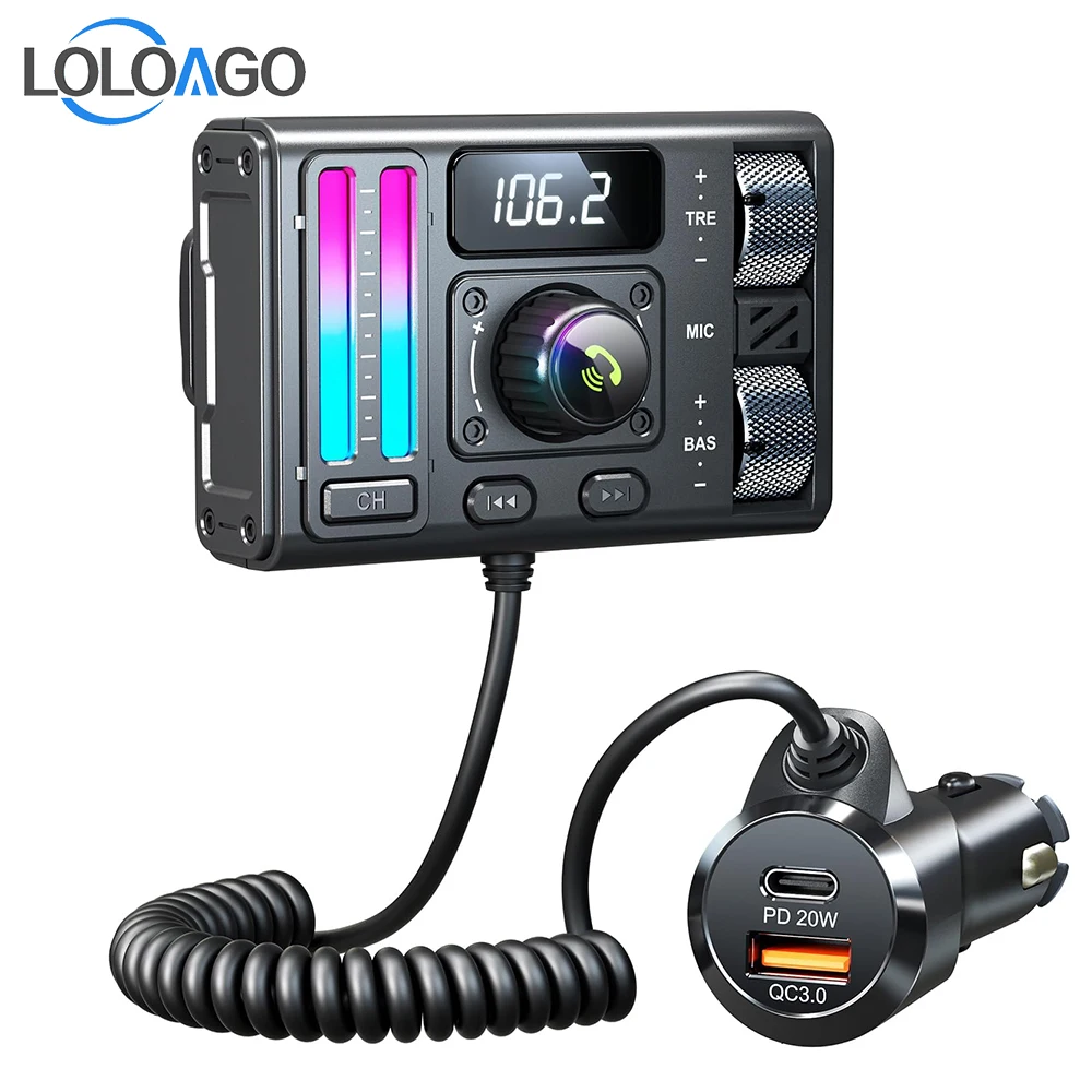 Беспроводной FM-передатчик BT5.3 высокие басы звуковые эффекты qc3.0 + pd20w быстрая