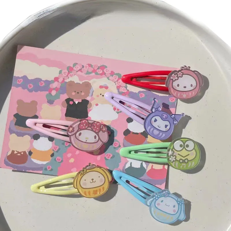 

Заколка для волос Sanrio в стиле Ins, милый и милый женский с сердечками, мультяшный персонаж из аниме Kuromi Cinnamoroll, головной убор, рождественский п...