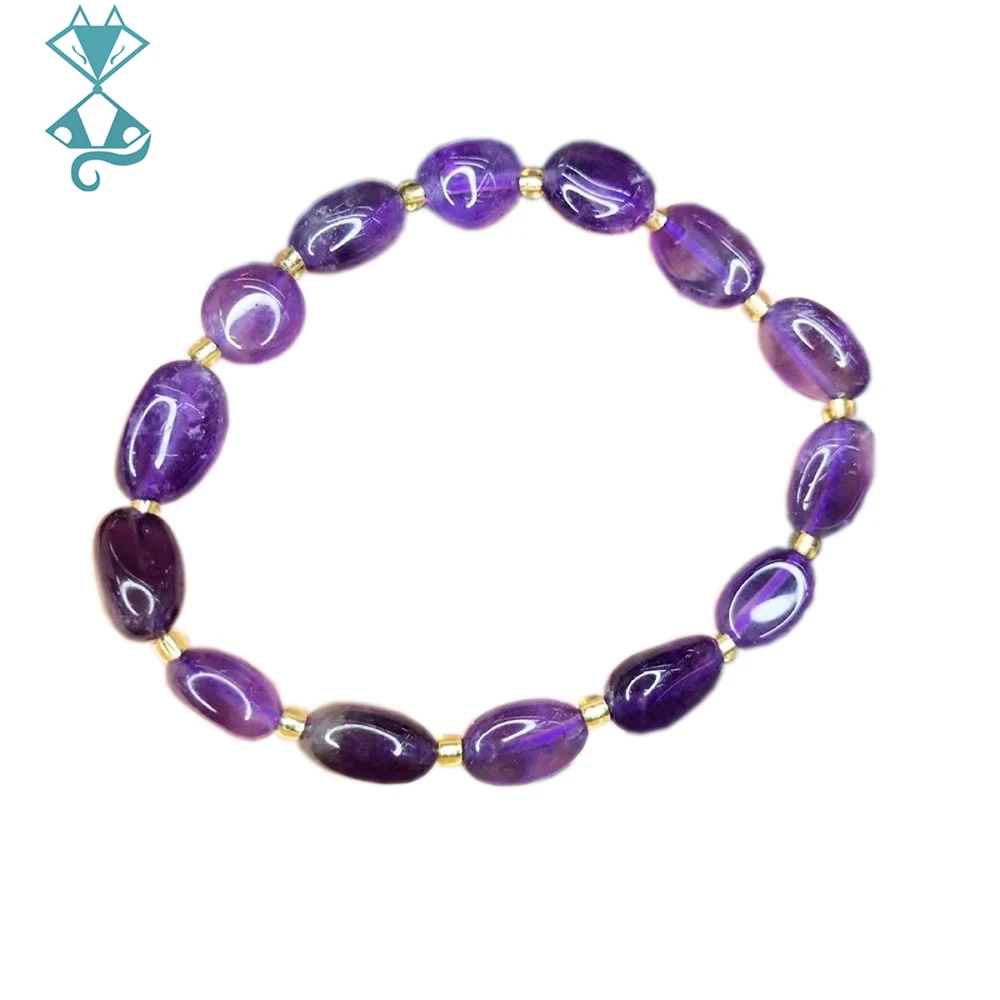 

100% Natural Amethyst Bead Bracelet for Women Bracelets On Hand Irregular Purple Crystal Energy Bracelet Crystal Jewelry