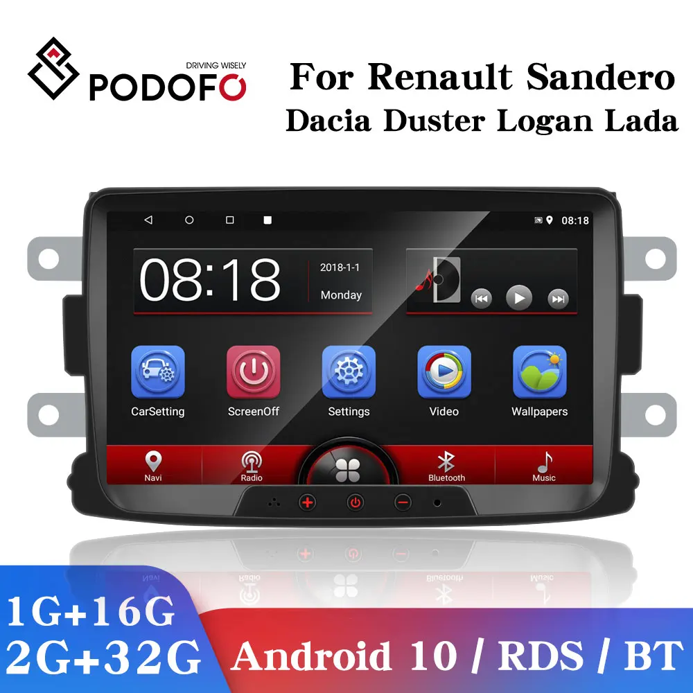 

Podofo Car Radio With 8" Touch Screen Android AutoRadio Car Multimedia Player For Renault Dacia Duster Stereo Receiver Head Unit