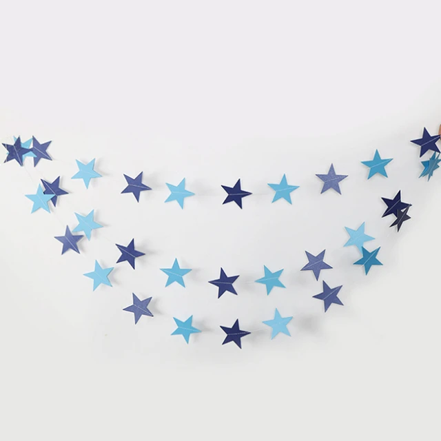 

22PC/lot 4M Paper Banner Gold/Silver/Blue/Pink Glitter Star Paper Garland Banner Birthday/Wedding Party Home Decoration Supplies