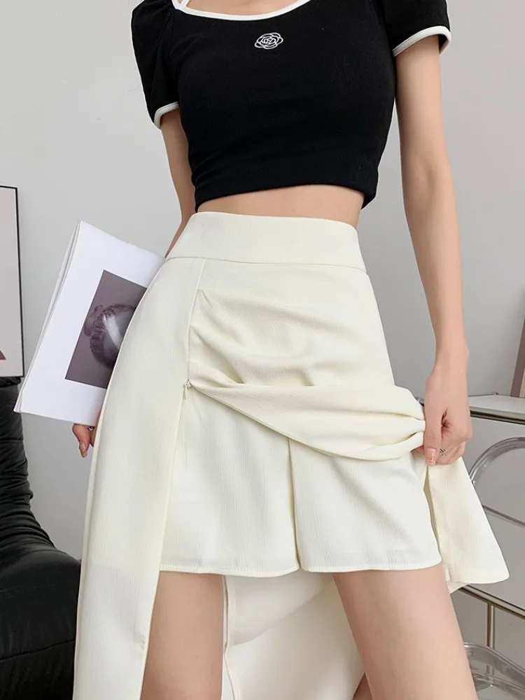

High Waisted Skirts Women Fall Retro Slim All-match Faldas Friends Office Lady Clothing Simple Pure Party Midi Bottom
