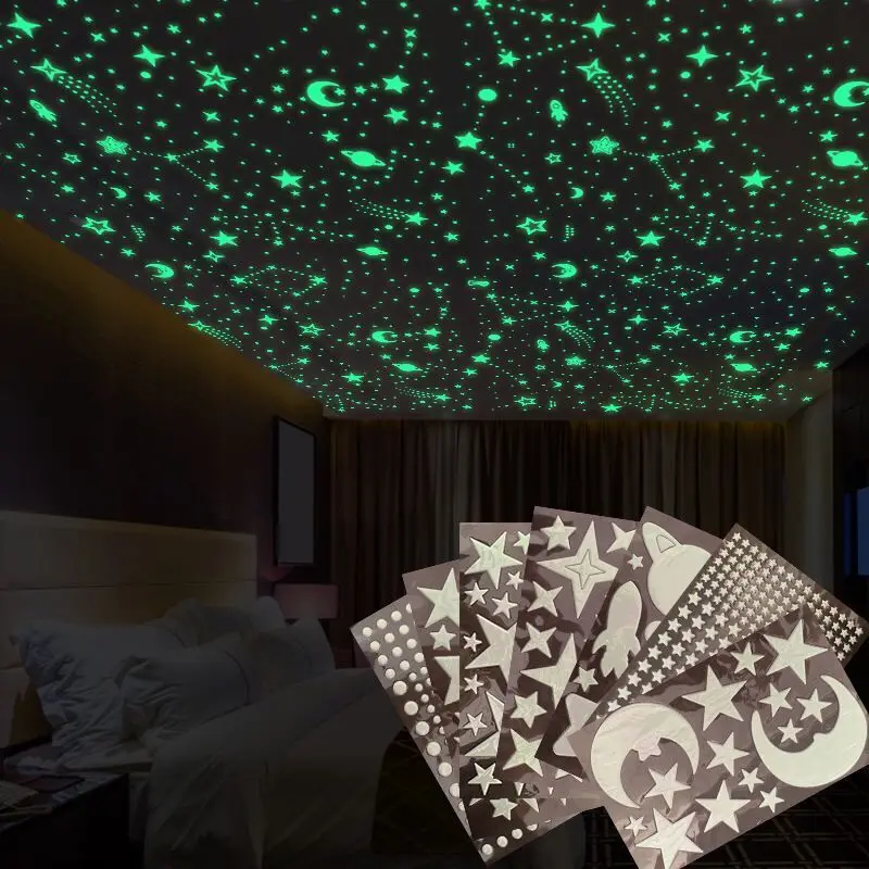 

star Light Switch Sticker Luminous Wall Stickers moon Glow in the Dark Sticker Decal for Kids Room Decoration Home Decor