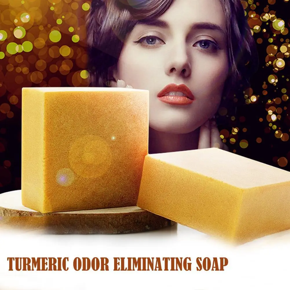 

80g Natural Turmeric Soap Acne Dark Spots Removal Skin Body Soap Bleaching Whitening Handmade Cleansing Face Brighten Soap