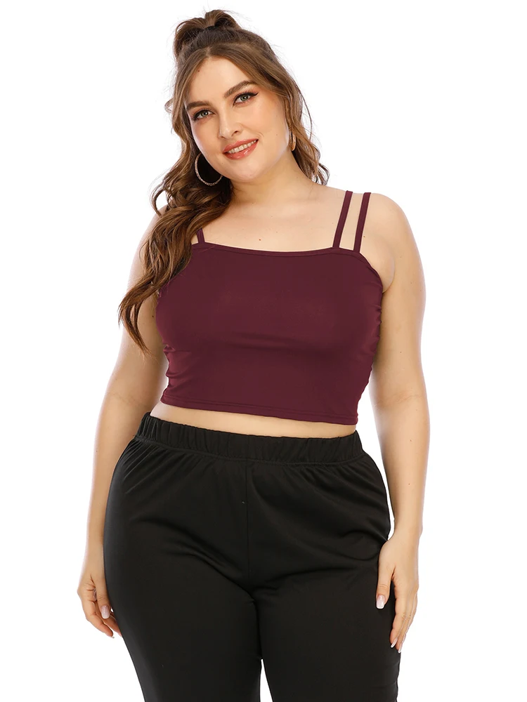 Sexy Women Smocking Camisole Summer Solid Color Plus Size For Crop Top Fashion Women's Clothing Lady Tanks New 2022
