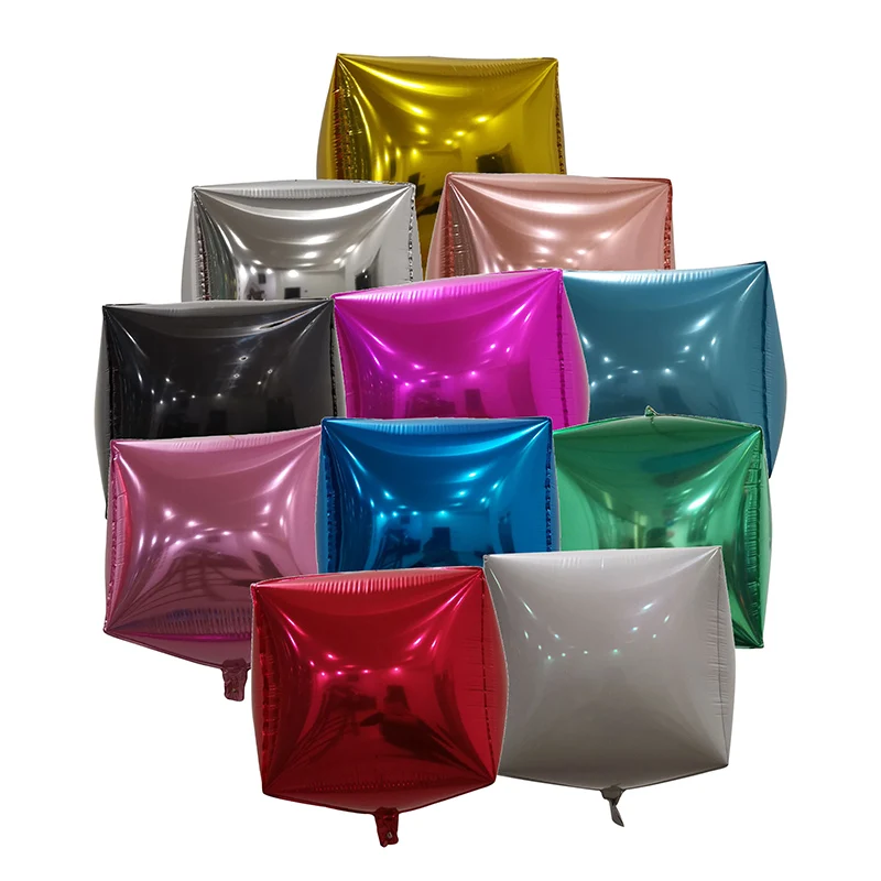 

20PCS 24" Inch 4D Square Cube Shape Foil Helium Balloons For Happy Birthday Party Wedding Background Decorations Baby Shower
