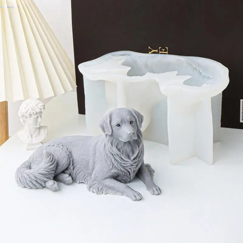 

3D Silicone Dog Mold Golden Retriever Dog Shape Candle Making Molds Lying Dog Plaster Resin Handmade Soap Molds Home Decor