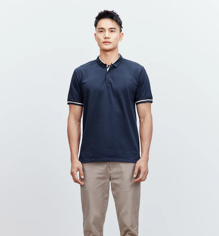 

W3619 -Men's summer simple casual contrast color Polo Top