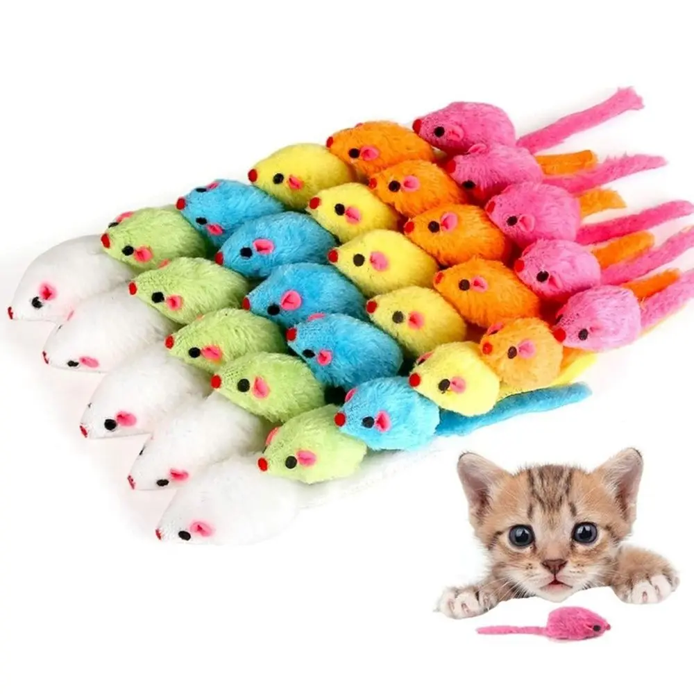 

10pcs Mouse Simulation Plush Pet Chew Toy Funny In Teractive Cat Toys