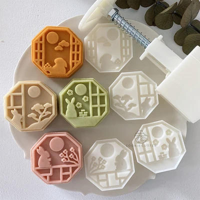 

50g 63G Octagonal mid Autumn Moon Rabbit mung bean cake mooncake mould hand pressing DIY baking tools are free of charge