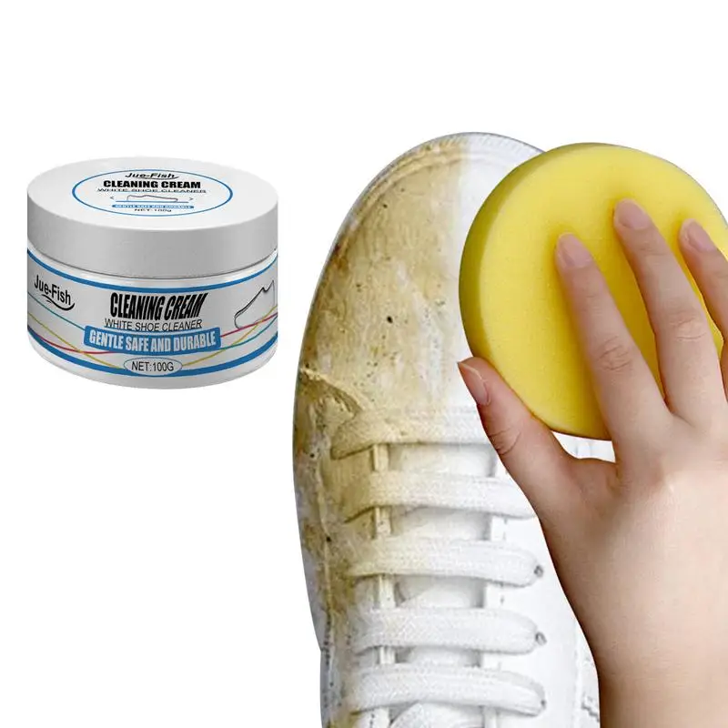 

White Shoes Cleaner For Sneakers Rinse-free Stain Remover With Cleaning Sponge Sport And Canvas Shoes Cleaning Cream For Home