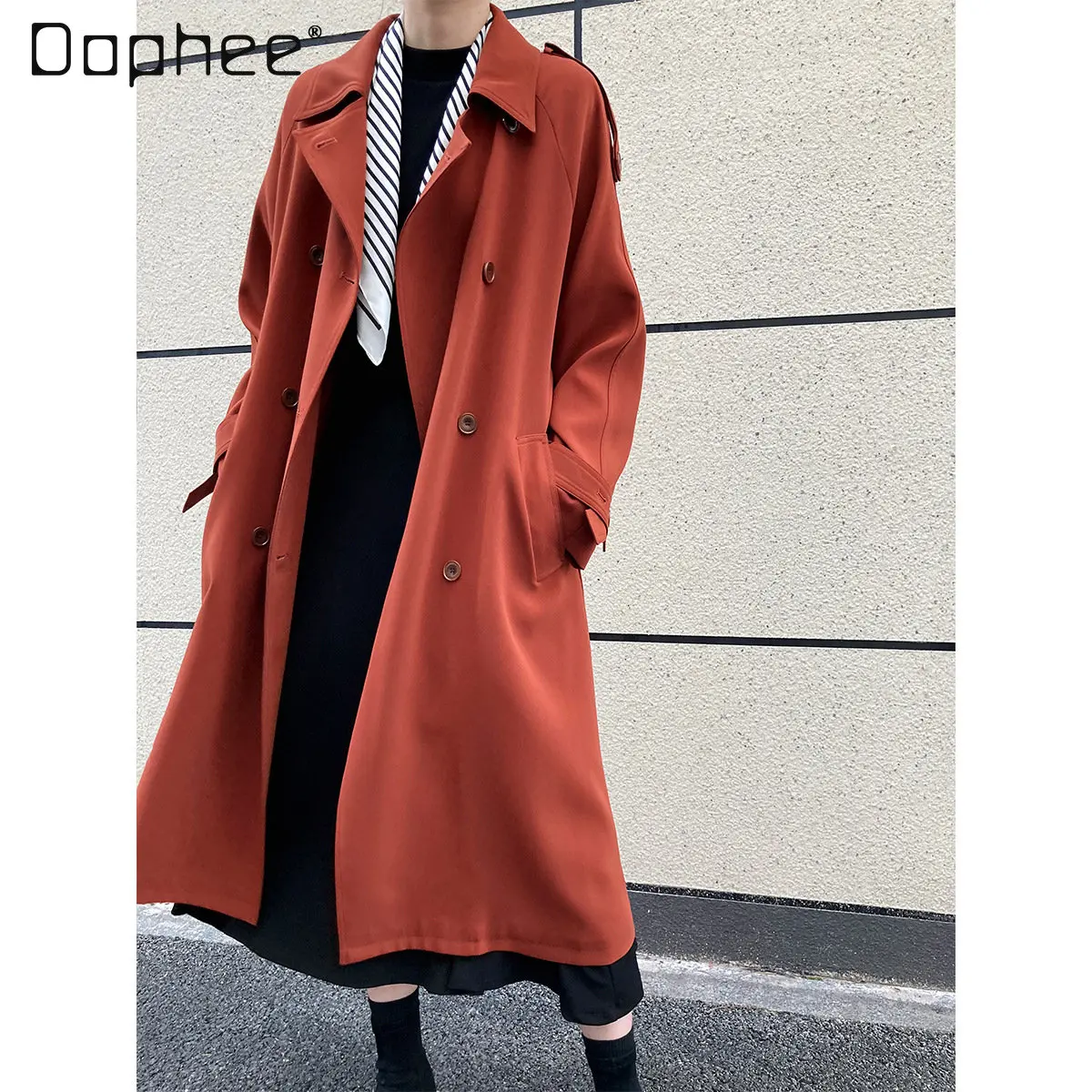 Autumn New Casual Loose Drooping Mid-Length Below The Knee Trench Coat for Women Fashion Trend Luxury Coat Jacket for Ladies