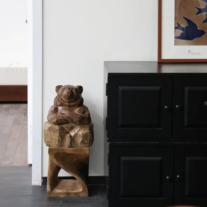 Коллекционная работа Hokkaido Craftsman Guardian Bear резьба по дереву украшения для входа из