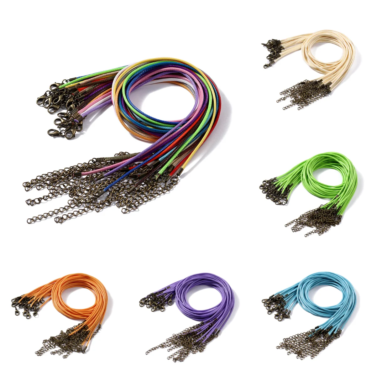 

10Pcs/lot 1.5/2mm Leather Cord Necklace With Lobster Clasp Wax Rope Chain For DIY Necklaces Pendant Wax Cord Jewelry Findings