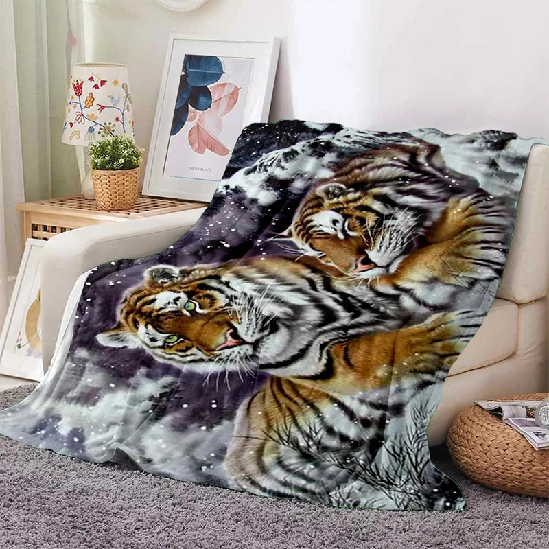 

3D Printed Tiger Blanket Soft Plush Flannel Throws Blankets for Sofa Bed Couch Best Gifts All Season Light Bedroom Warm Decke