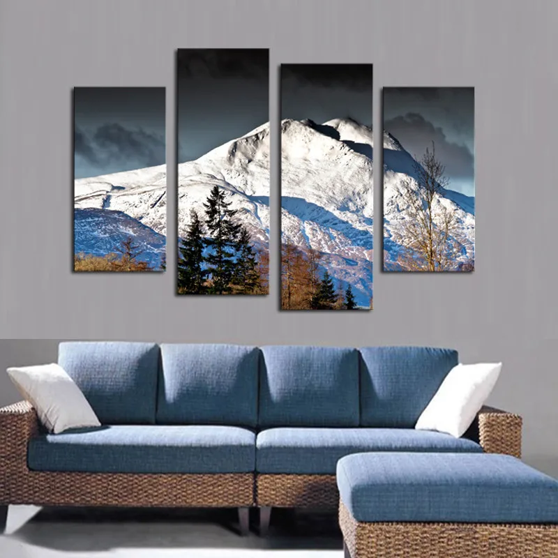 

Angel's Art 4pcs/Set Unframed Snow Mountain Landscape HD Wall Decor Painting