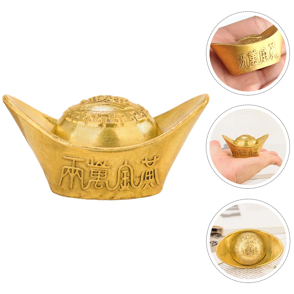 

Yuan Bao Copper Ingots Chinese Ornament Gold Office Adornment Decorative Ingot Craft Ingot Decor