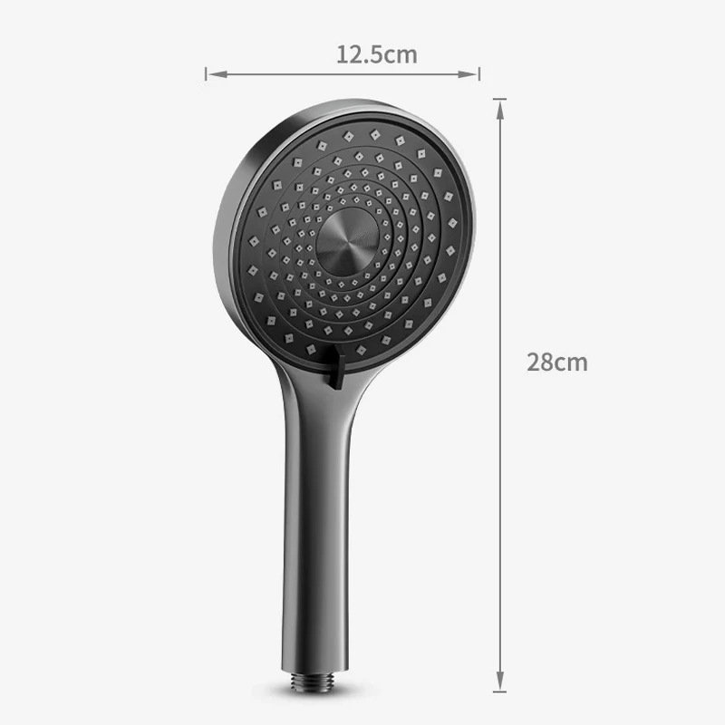 Большая панельная душевая лейка 125 см серебристо-черная 3 режима портативная для