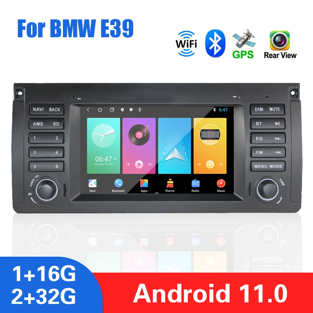 

Auto Radio GPS Navigation 1+16G/2+32G 7 Inch Touch Screen WiFi Bluetooth Android 11 Multimedia 2 Din For BMW E39