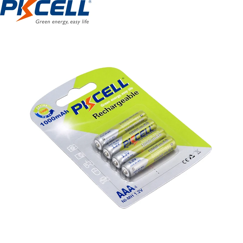 

4PC PKCELL AAA battery 3A 1000MAH 1.2v NI-MH AAA Battery aaa Rechargeable Batteries up to 1000 times cycles For flashlight