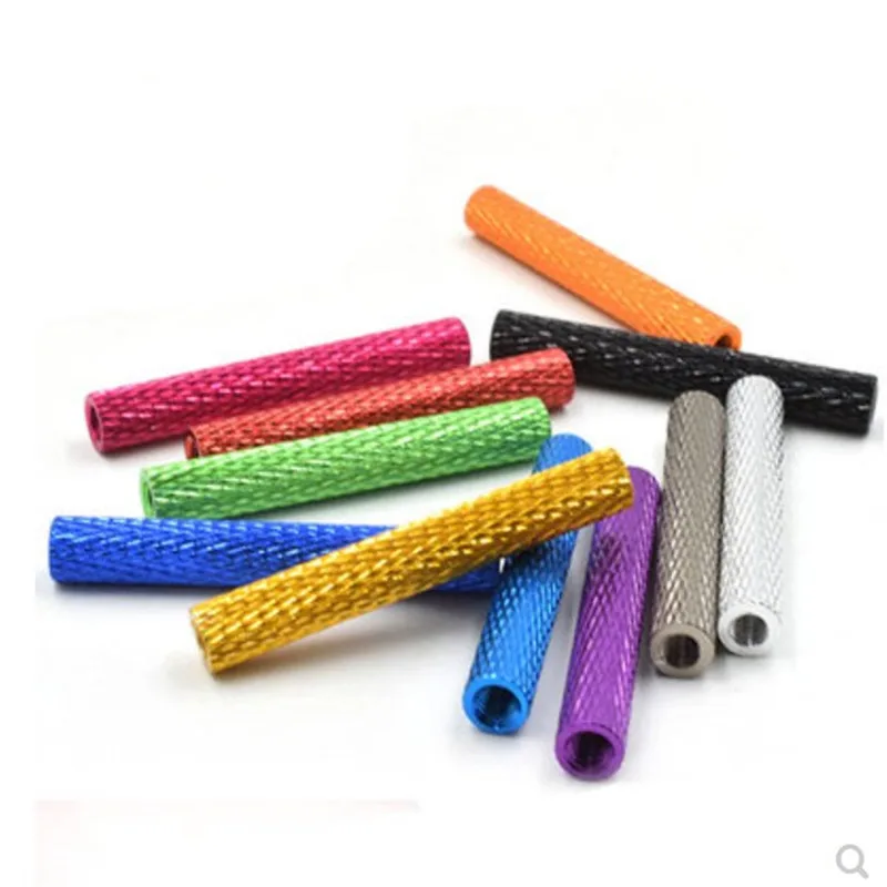 

10pcs/lot knurled aluminum standoff M3 3mm colourful aluminum spacer length 6mm to 50mm