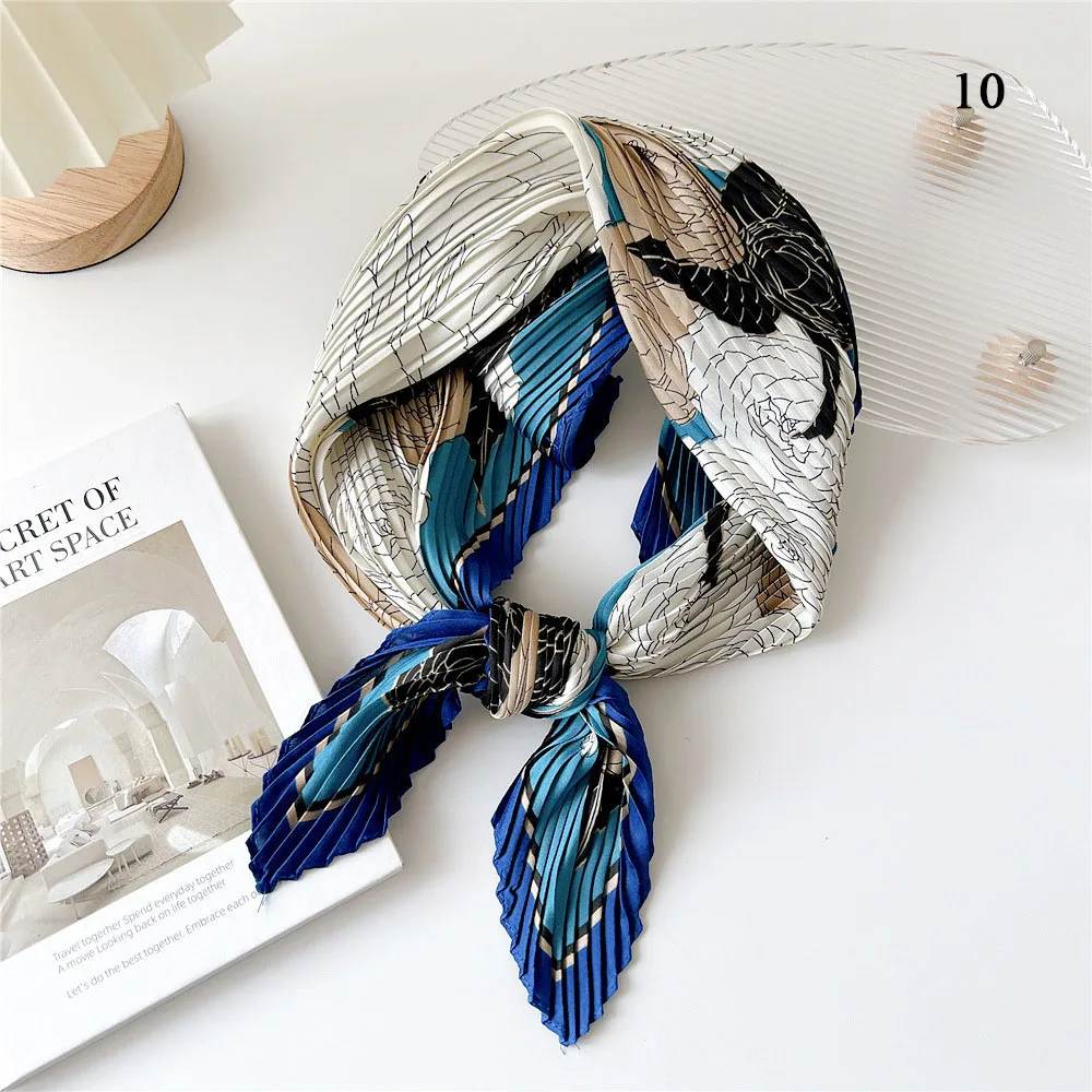 

Floral Crinkle Pleated Silk Scarf Women Luxury Neck Scarves Fashion Hijab Handkerchief Bandana Foulard Office Ladies Hair Scarf