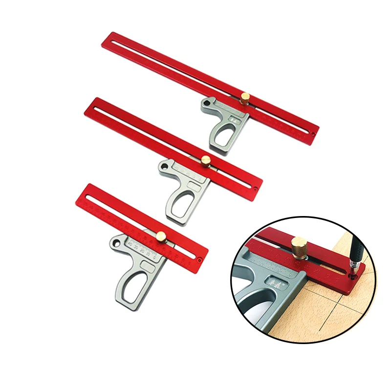 

Slide T-Ruler Woodworking Tool Aluminum Alloy Scribing Ruler 200-400mm DIY Household Marking Measuring Ruler Gauge Scriber