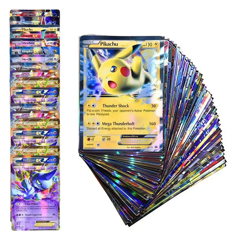 

Pokemon Cards Metal Gold Silver Vmax GX Card Box Charizard Pikachu Rare Game Carte Trading Collection Pokemon Cards Toys Gift