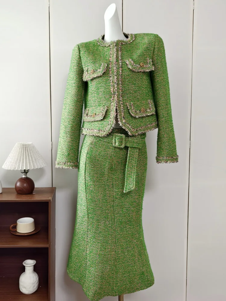 Высококачественная роскошная твидовая женская осенне-зимняя элегантная и