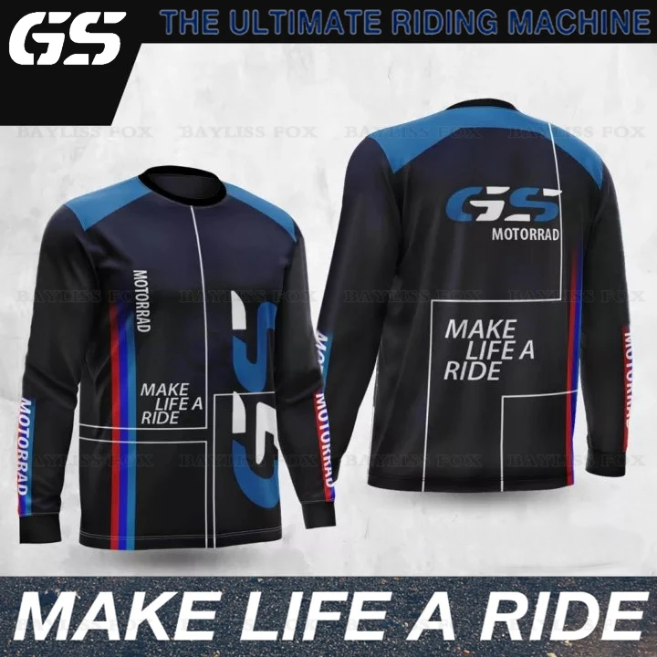 

Летняя мотоциклетная Спортивная футболка для BMW GS Tour, длинная синяя футболка для езды на мотоцикле, ралли, приключения на мотоцикле, гоночные мужские трикотажные изделия с защитой от УФ-лучей