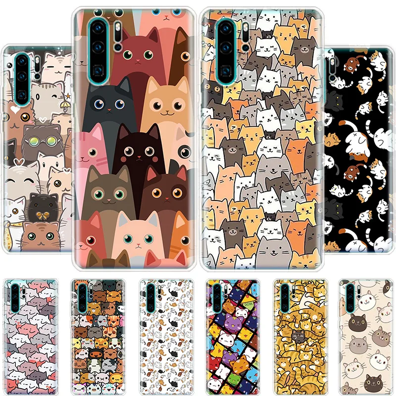 

Cartoon Cute Cats Background Phone Case For Huawei Honor 50 20 Pro 10i 9 Lite 9X 8A 8S 8X 7S 7X 7A P Smart Z 2021 Y5 Y6 Y7 Y9 Co